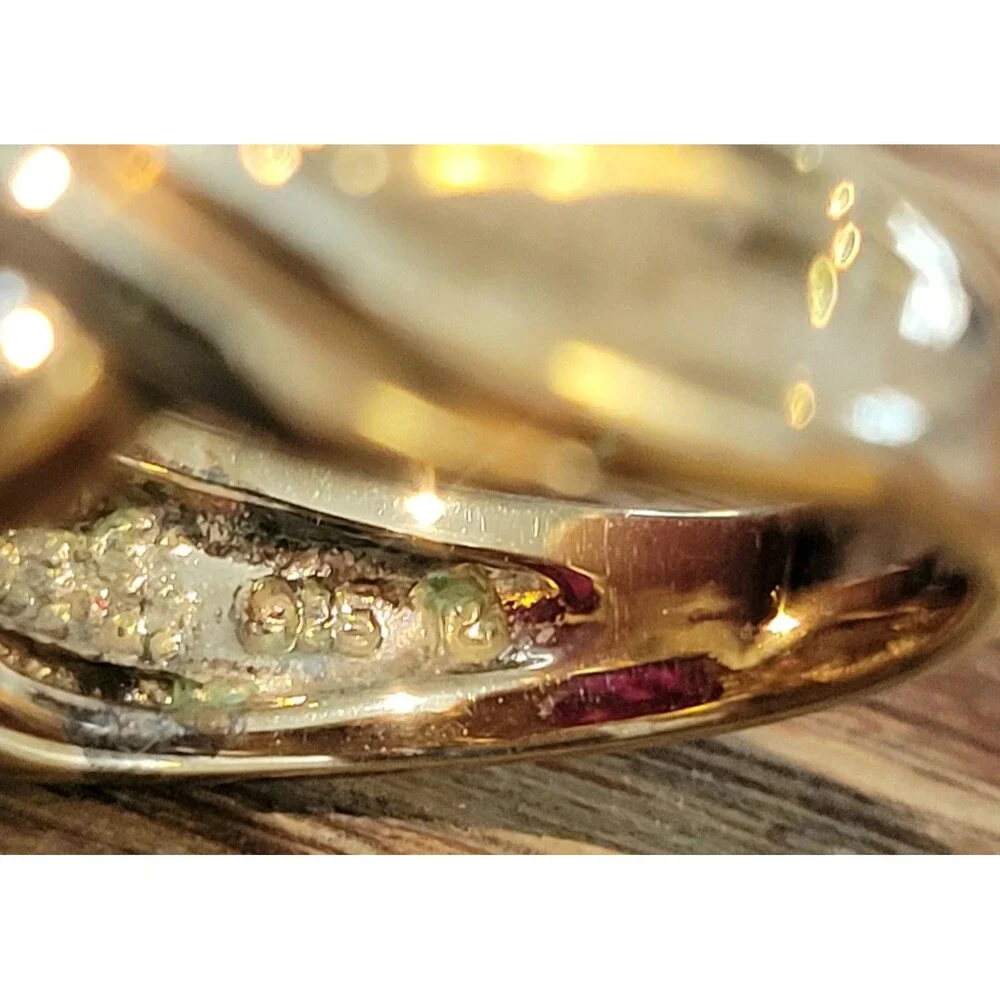 Lab Created Ruby Ring, Gold Plated, 925 Sterling Silver - Size 5 - 1980s